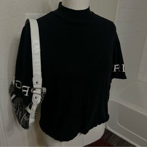 H&MxPringle of Scotland black turtleneck tshirt short sleeve designer Europe